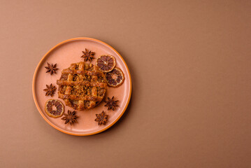 Apple or pumpkin pie or tart is a sweet American autumn treat. American apple pie