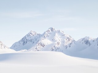 Obraz premium Snow-covered mountains under clear blue sky in winter landscape 
