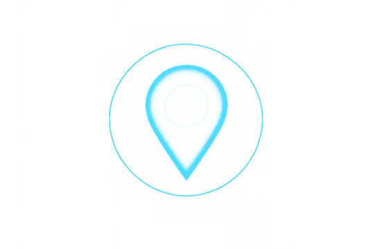 Location pin icon with radiating signal on transparent background representing navigation, gps, and destination - Powered by Adobe