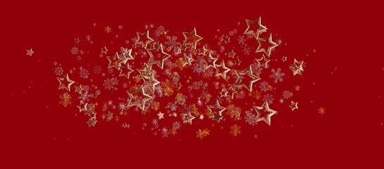 Christmas background with golden stars, snowflakes, and fireworks. Festive design for holiday greetings and celebrations. Perfect for winter, ne © vegefox.com
