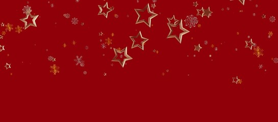 Elegant red backdrop with golden stars and snowflakes, perfect for Christmas, New Year's, and celebratory designs. Ideal for seasonal greetings © vegefox.com