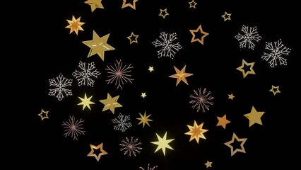 Beautiful winter background with gold stars and snowflakes. Perfect for holiday designs and celebrations.