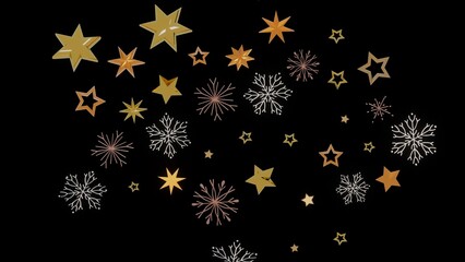 Beautiful winter holiday background with gold stars and snowflakes. Perfect for Christmas, New Year, and winter celebrations.