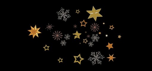 Festive winter background with gold stars and snowflakes. Perfect for holiday cards, websites, and more!