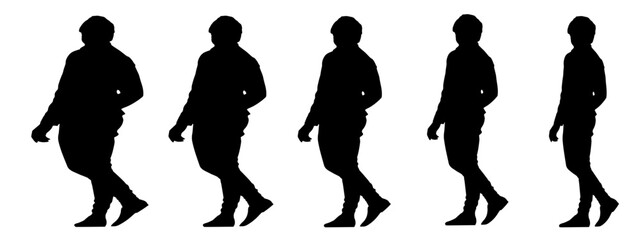 Conceptual fat overweight obese man vs slim fit healthy body after weight loss or diet, white background banner. A  fitness, nutrition or obesity, health care shape illustration vector as silhouettes