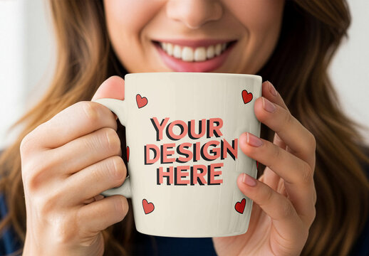 Ceramic Mug Mockup Held Close to Face