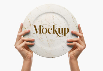 Ceramic Plate Mockup in Woman Hands