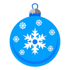 Obraz premium Blue Christmas tree ball with snowflake. Vector illustration on white background