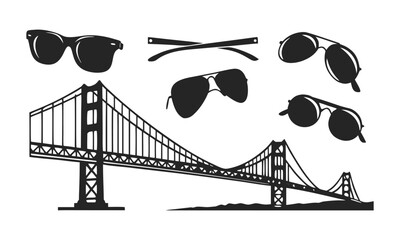 Minimal Sunglass Frames Styles Flat Vector Design illustration Collection, easily editable.