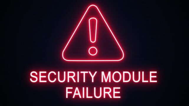 Security module failure alert Icon with binary code background. Attention grabbing icon highlights the importance of digital safety in today's interconnected world.