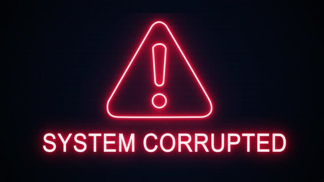 System corrupted alert Icon with binary code background. Attention grabbing icon highlights the importance of digital safety in today's interconnected world.