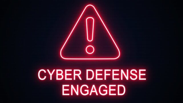 Cyber defense engaged alert Icon with binary code background. Attention grabbing icon highlights the importance of digital safety in today's interconnected world.