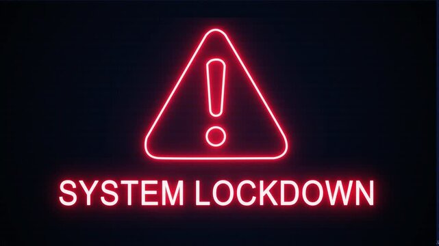 System lockdown alert Icon with binary code background. Attention grabbing icon highlights the importance of digital safety in today's interconnected world.