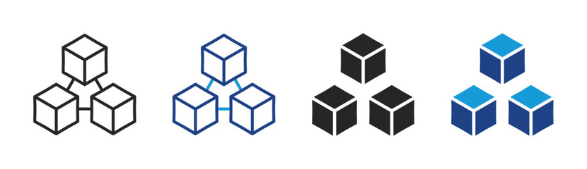 Network Cube icon set multiple style collection