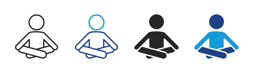 Yoga Pose icon set multiple style collection