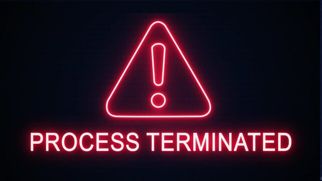 Process terminated alert Icon with binary code background. Attention grabbing icon highlights the importance of digital safety in today's interconnected world.