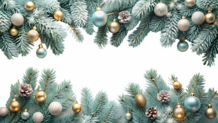 christmas background with fir branches and balls