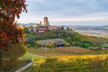Picturesque Langhe Countryside with Vineyards and Historic Architecture