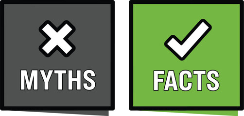 Fototapeta premium Clear distinction between myths and facts with a cross and checkmark
