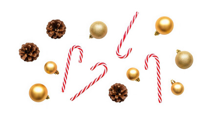 Candy cane pinecone ornament christmas decoration festive holiday isolated on transparent background