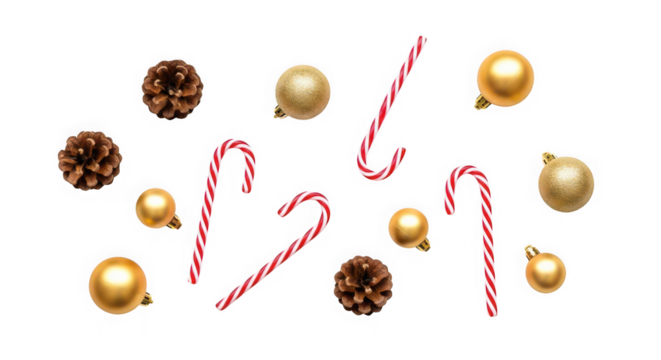 Candy cane pinecone ornament christmas decoration festive holiday isolated on transparent background