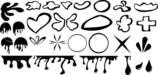 black and white icons set