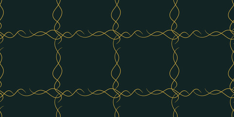 Fototapeta premium Elegant seamless pattern of intertwining lines on rich dark background suitable for fabric design