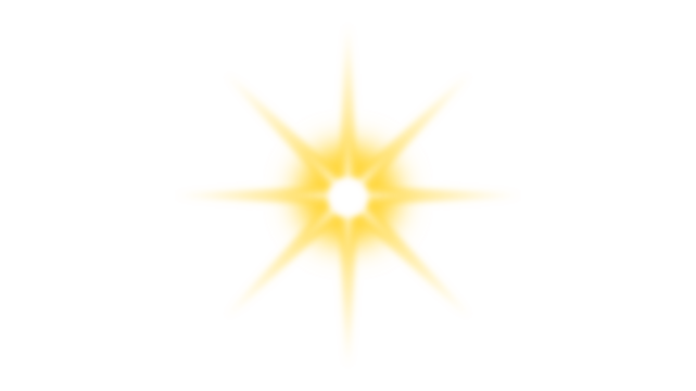 A glowing yellow eight-pointed starburst with a bright, radiant center on a plain white background.