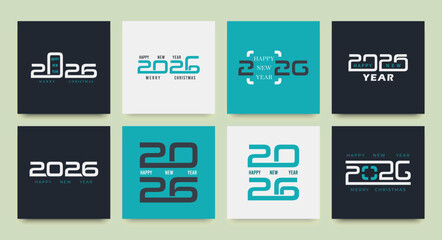 Big set of Happy New Year 2026 poster, banner, background greeting cards, collection of 2026 New Year, new year 2026 design template.