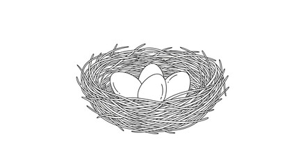 Delicate bird's nest cradles four precious eggs, symbolizing new beginnings, nature's care, and potential growth.