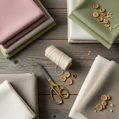 Crafting Inspiration: Fabric Swatches and Sewing Supplies for Creative DIY Projects and Textile Design