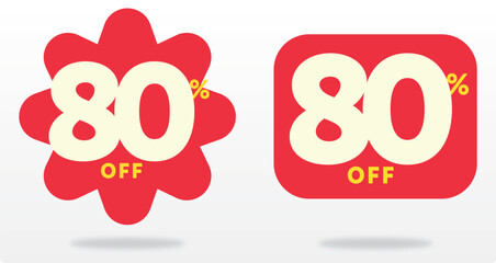 80% off, label, price, tag, sticker, payment, business, banner, promo, discount, poster, sale, percent, purchase, offer, discount, advertising, template. Value, icon, set, vector, shape