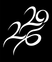  Decorative symbol of new year 2026,2027 Isolated on white. Decorative Red year design. Vector illustration. 