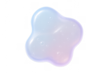 Iridescent abstract liquid shape, a dynamic colorful amoeba flowing with a transparent background