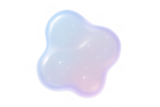 Iridescent abstract liquid shape, a dynamic colorful amoeba flowing with a transparent background - Powered by Adobe