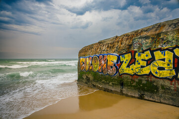 Les bunkers de la Plage Santocha à Capbreton en France