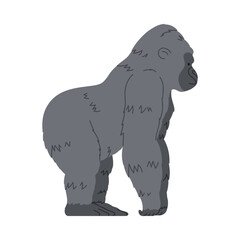 Obraz premium Cartoon style isolated gorilla standing in profile vector illustration