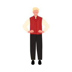 Young man wearing Finland traditional folk clothing standing isolated on white background vector illustration