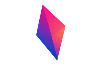 Abstract geometric prism shape on transparent background, vibrant gradient colors for modern design concepts
