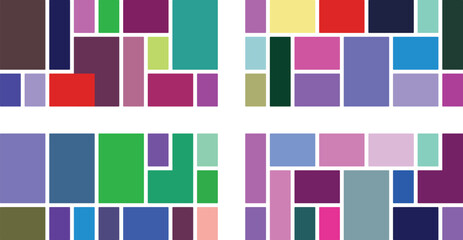 Abstract geometric pattern with colorful rectangles and squares arranged in a grid on a, modern design