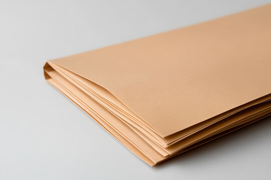 A neatly stacked pile of tan sheets or documents, perhaps blank paper ready for printing or important records carefully arranged for easy access and organization.