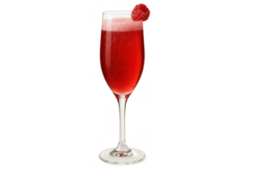 Raspberry cocktail in a champagne flute, a sparkling red drink for celebration and party events