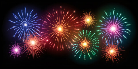 Celebrate with vibrant bursts of colorful fireworks illuminating the night sky, perfect for festive occasions and special events.
