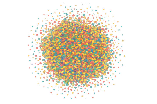 Colorful confetti explosion spreading vibrant and joyful particles, creating a festive celebration theme with abstract design on transparent background