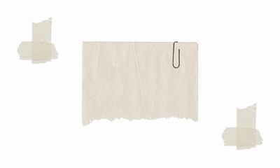 Torn Notes with Paper Clip on White Background Illustration Vector. Torn paper note with clip, perfect for journaling, digital scrapbooking, and minimalist design projects.