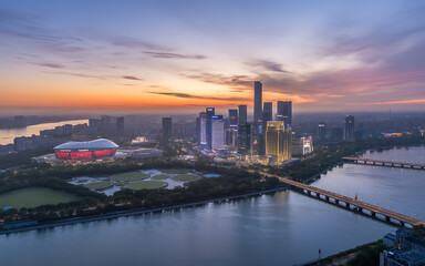 Fototapeta premium sunset over the city