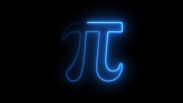 Pi symbol icon. Blue line Pi symbol icon isolated on black background. 4k