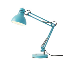 Turquoise desk lamp isolated on transparent background, a stylish and functional lighting solution