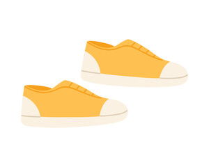 Stylish yellow women sneakers isolated on white background for modern fashion concepts vector illustration
