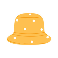 Trendy yellow polka dot bucket hat isolated on white background for women outfit vector illustration